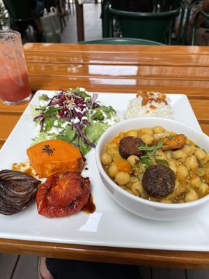 Chickpeas stew with veggies and rice  at Organi Chiado in Lisbon