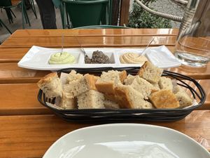 Pâtés as starter.  at Organi Chiado in Lisbon