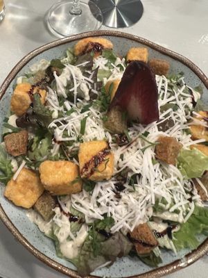 Cesar salad with perfect tofu   at Organi Chiado in Lisbon