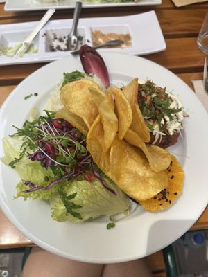 Veggie burgerrs  at Organi Chiado in Lisbon