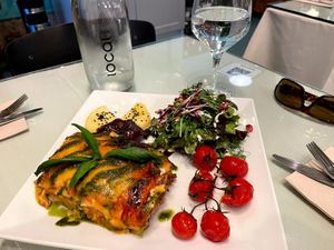 lasagna at Organi Chiado in Lisbon