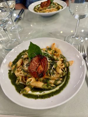 Penne Rigate with pesto  at Organi Chiado in Lisbon