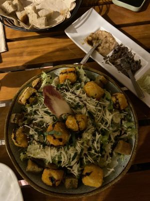 Caesar Salad and Rice Bread with Patè  at Organi Chiado in Lisbon