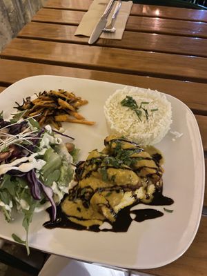 Mango and coconut tofu  at Organi Chiado in Lisbon