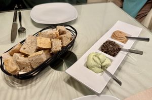 Bread Basket and Pâtés .  at Organi Chiado in Lisbon