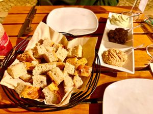 Large Basket of Bread and Pâtés .  at Organi Chiado in Lisbon