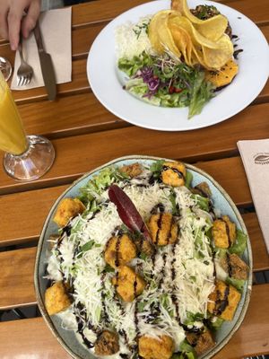 Ceaser salad and Burger  at Organi Chiado in Lisbon