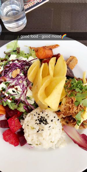 very tasty burger in a plate! at Organi Chiado in Lisbon