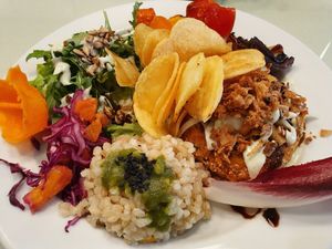 Chickpea burger at Organi Chiado in Lisbon