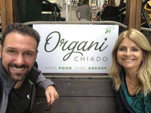 Outdoor seating  at Organi Chiado in Lisbon