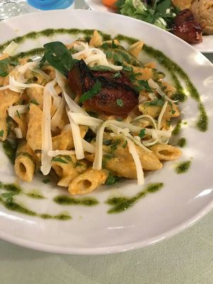 Pasta con salsa at Organi Chiado in Lisbon