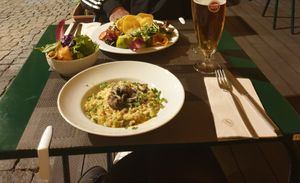 Risotto and burger - menu changes daily at Organi Chiado in Lisbon