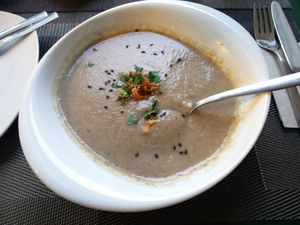Mushroom soup at Organi Chiado in Lisbon