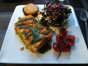 Lasagna at Organi Chiado in Lisbon