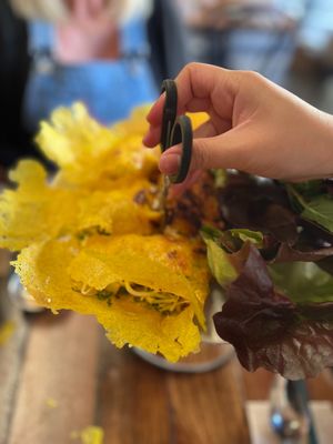 Crispy filled coconut and turmeric crepes at Hello Auntie in Marrickville