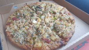 Vegan mock chickn satay at Mr Natural Vegetarian Pizza in St Kilda