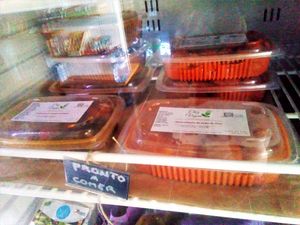 Ready to eat: almonds and other vegan food. at EasyGreen Vegan Foodstore & Snack bar in Porto