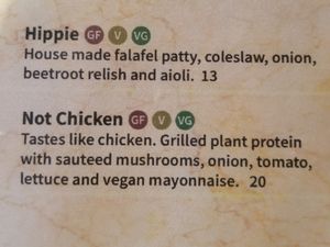 Vegan burgers October '18 at Central Cafe and Grill in Geraldine