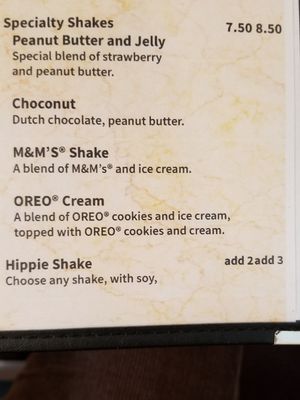 Shakes made vegan with soy milk & ice cream ('Hippie') at Central Cafe and Grill in Geraldine