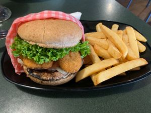 “Not chicken” burger at Central Cafe and Grill in Geraldine