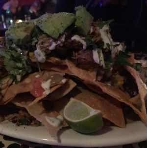 loaded nachos with spiced jackfruit and acocado at No Bones Beach Club in Portland