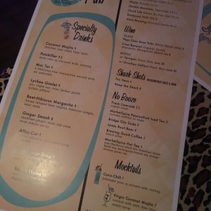 drink menu at No Bones Beach Club in Portland
