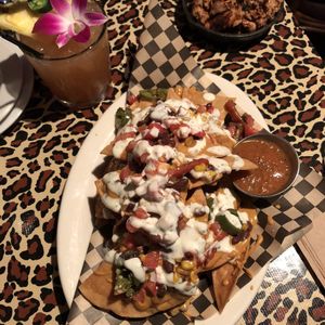 Northwest Nachos w/ Spiced Jackfruit and Drake Drank at No Bones Beach Club in Portland