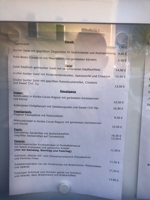 Menü (changing) at Zellers Restaurant in Freising