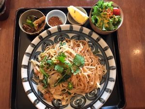Thai fried noodles  at Natural Food Village in Kyoto