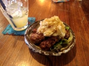 Fried tofu with ponzu sauce at Natural Food Village in Kyoto