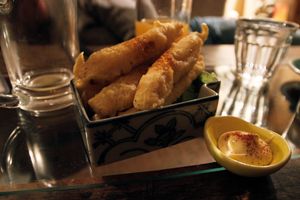 Fried tempeh at Natural Food Village in Kyoto