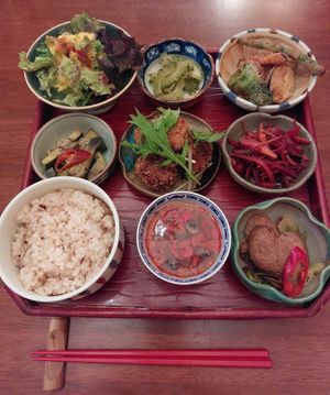 Set meal (dinner) at Natural Food Village in Kyoto