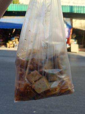The bag, probably best to eat it on a plate. at Tue Kha & Fried Tofu - Food Stall in Chiang Rai