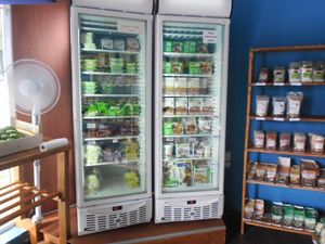 Our refrigerator products- Talho vegetariano, Violife cheese, Bio Tofus, Vegan Ice creams and a lot of other things :) at The Happy Market in Ponta Delgada