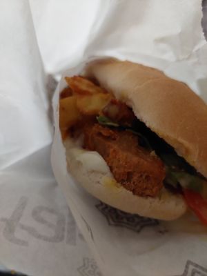 beyond nuggets sandwich at Falafel Taste Middle East in Thessaloniki