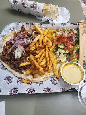 Soy gyros portion & falafel. at Falafel Taste Middle East in Thessaloniki