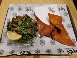 small but tasty salad at Falafel Taste Middle East in Thessaloniki
