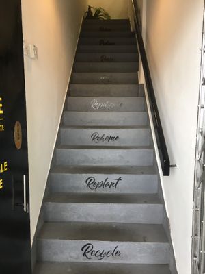 The shop is at the top of these stairs at The Hive - Bulk Foods in Kuala Lumpur
