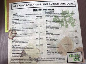 Menu - mas bebidas/more drinks at Organic Love in Cruz De Huanacaxtle