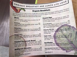 Menu - desayuno/breakfast  at Organic Love in Cruz De Huanacaxtle