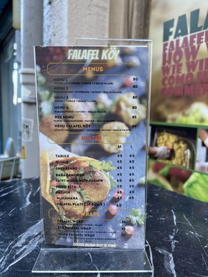 Menu  at Falafel Koy in Istanbul