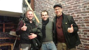 The owners welcoming their Canadian guest. at Falafel Koy in Istanbul