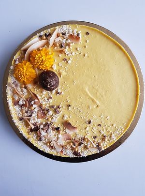 Vegan cake mango/cocos at Peas in Hasselt