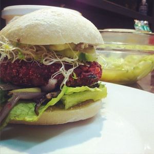 Beet burguer at Curinga in Montevideo
