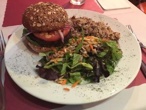 Black Bean Burger with Wild Rice at Heart Beet Eatery in Forest Hills