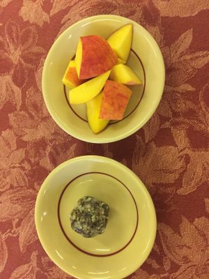Date health ball and peaches  at Common Ground Community Kitchen in Evansville