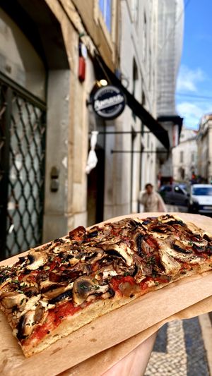 vegan pizza funghi, price: 2,90€  at Romana Pizza in Lisbon