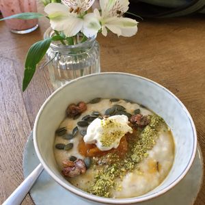 Rosemary apricot porridge  at Brochan in Edinburgh