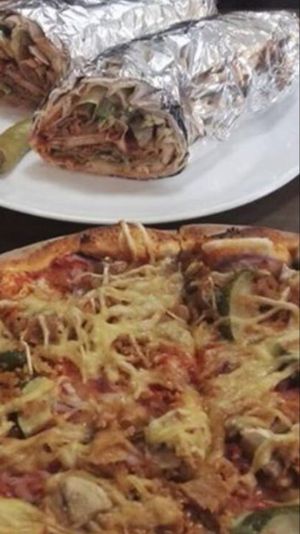 Vöner Pita roll and vöner pizza at Pizza Express - Mariankatu in Helsinki