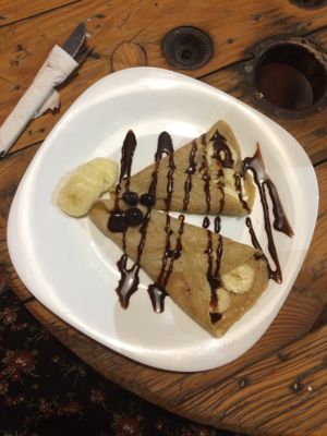 Vegan pancakes at Greentime Alimentos in Palenque